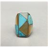 Image 1 : Vintage Turquoise and Mother of Pearl Inlay Ring