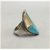 Image 2 : Vintage Turquoise and Mother of Pearl Inlay Ring