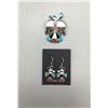 Image 1 : Vintage Zuni Inlay Pin and Earrings