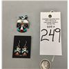Image 8 : Vintage Zuni Inlay Pin and Earrings