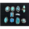 Image 2 : Group of  10 Vintage Turquoise Rings