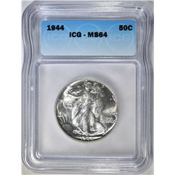 1944 WALKING LIBERTY HALF DOLLAR  ICG MS-64