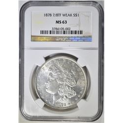 1878 7/8 TF WEEK MORGAN DOLLAR  NGC MS-63