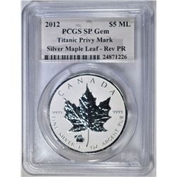 2012 $5 ML SILVER MAPLE LEAF REV PR