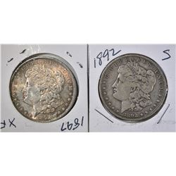 1892-S FINE & 1897 XF MORGAN DOLLARS