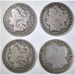 4- 1892-O MORGAN DOLLARS