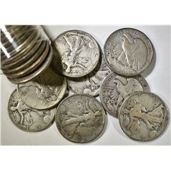 20 MIXED DATE WALKING LIBERTY HALF DOLLARS