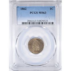 1862 INDIAN HEAD CENT PCGS MS-63