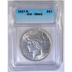 1927-D PEACE DOLLAR  ICG MS-63