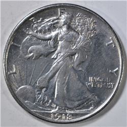 1918 WALKING LIBERTY HALF DOLLAR  CH AU