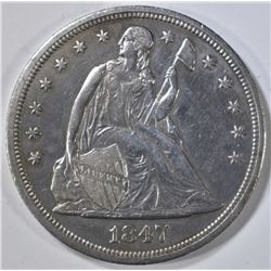 1847 SEATED LIBERTY DOLLAR  AU