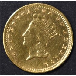 1857-C $1 GOLD INDIAN PRINCESS  XF/AU DAMAGED