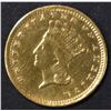 Image 1 : 1857-C $1 GOLD INDIAN PRINCESS  XF/AU DAMAGED