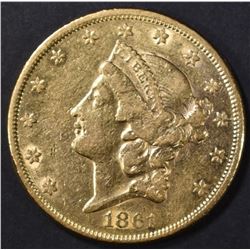 1861 $20 GOLD LIBERTY  CH AU