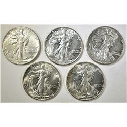 CH AU 1940, 41, 43, 44, 45 WALKING LIBERTY HALVES