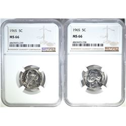 2-1965 NICKELS NGC MS-66
