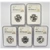 Image 1 : (5) 1964 WASHINGTON QTR NGC MS65