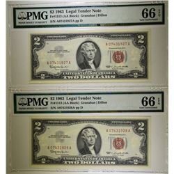 2-1963 $2.00 RED SEAL NOTES, PMG-66 EPQ