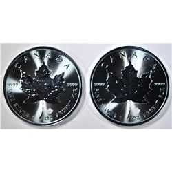 2-2020 ONE OUNCE SILVER CANADA MAPLE LEAF COINS