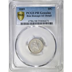 1889 SEATED LIBERTY DIME  PCGS PR GENUINE