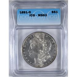 1891-O MORGAN DOLLAR ICG MS-63