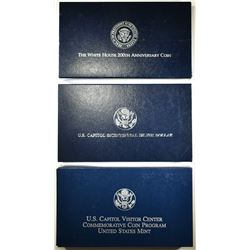 LOT OF 3 SILVER PROOF DOLLAR COMMEMS: