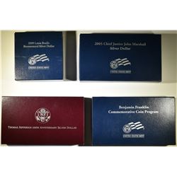 LOT OF 4 SILVER PROOF DOLLAR COMMEMS: