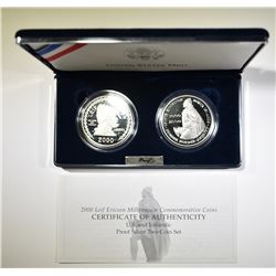 2000  LEIF ERICSON & ICELAND 1000 KR 2-COIN SET