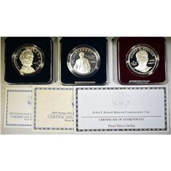 LOT OF 3 SILVER PROOF DOLLAR COMMEMS: