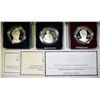 Image 1 : LOT OF 3 SILVER PROOF DOLLAR COMMEMS: