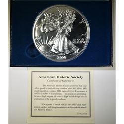 2000 WALKING LIBERTY 1/2 TROY POUND .999 SILVER