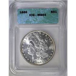 1886 MORGAN DOLLAR, ICG MS-64