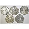 Image 1 : 5-CH AU WALKING LIBERTY HALF DOLLARS: