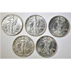 5-CH AU 1943 WALKING LIBERTY HALF DOLLARS