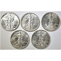 5-CH AU 1944 WALKING LIBERTY HALF DOLLARS