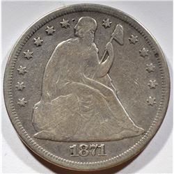 1871 SEATED LIBERTY DOLLAR VG/F