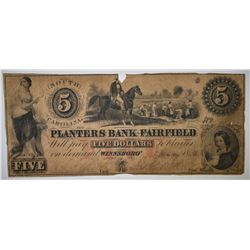 $5 PLANTERS BANK OF FAIRFIELD SOUTH CAROLINA