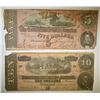 Image 1 : 1864 $5 & $10 CONFEDERATE NOTES