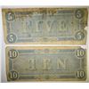 Image 2 : 1864 $5 & $10 CONFEDERATE NOTES