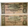 Image 1 : 2-1864 $10 CONFEDERATE NOTES