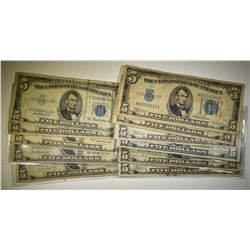 6-1934 & 5-1953 $5.00 SILVER CERTS