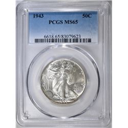 1943 WALKING LIBERTY HALF DOLLAR PCGS MS-65