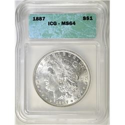 1887 MORGAN DOLLAR, ICG MS-64