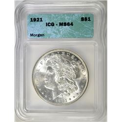 1921 MORGAN DOLLAR, ICG MS-64