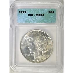 1923 PEACE DOLLAR, ICG MS-64