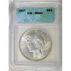 1927 PEACE DOLLAR ICG MS-62