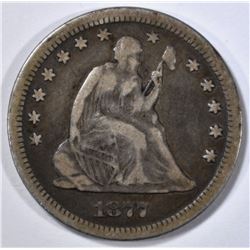 1877-CC SEATED LIBERTY QUARTER FINE
