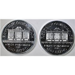 2-2015 AUSTRIA ONE OUNCE SILVER PHILHARMONIC COINS