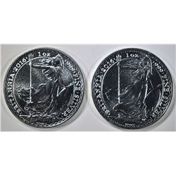 2-2016 BRITISH ONE OUNCE SILVER BRITANNIA COINS