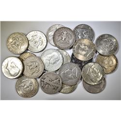 20- CIRC MIXED 90% SILVER U.S. HALF DOLLARS